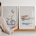 Vintage Toy Tricycle and Airplane Digital Art Prints