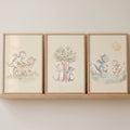 Watercolor Baby Dragons Digital Art Triptych
